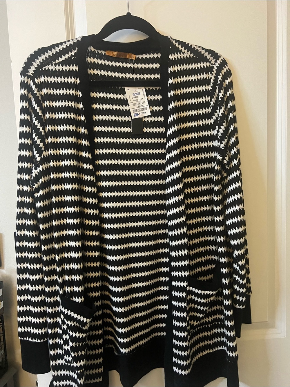 NWT black/white lightweight open cardigan XL